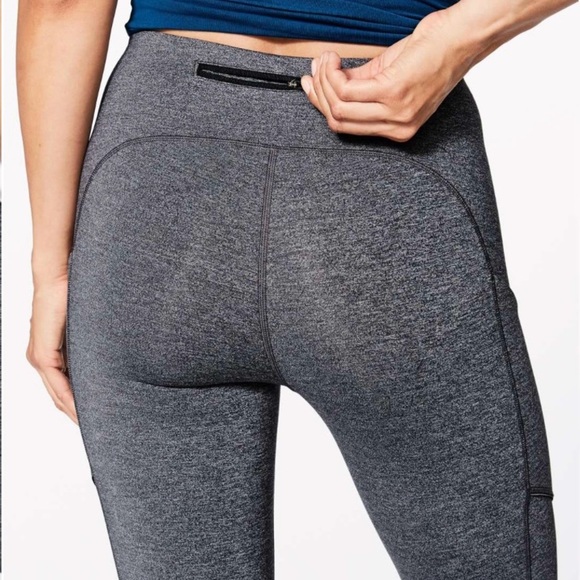 Lululemon Speed Up Crop (21”) Leggings - Pant Heathered Black - Size 4 - Picture 2 of 11